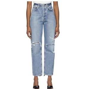 AGOLDE Blue Distressed '90s Mid-Rise Loose Fit Jeans